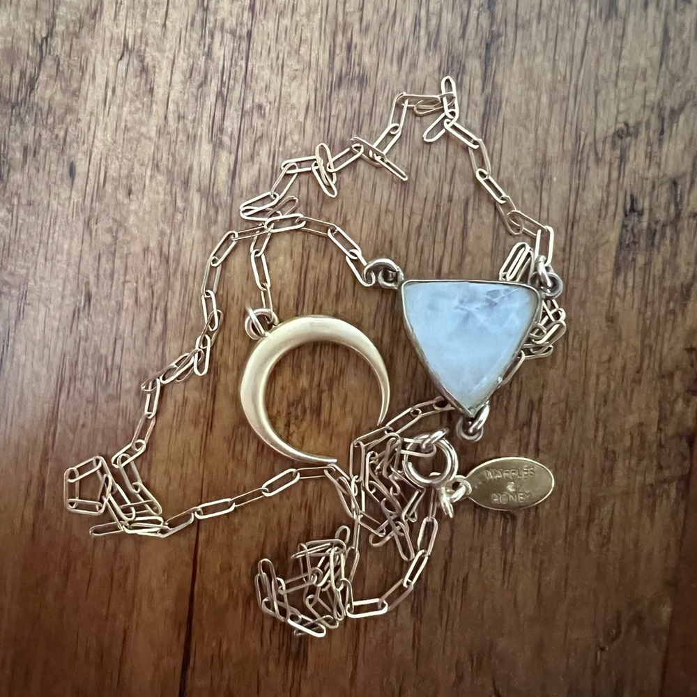 Waffles + Honey | moon crystal drop pendant necklace